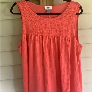 Old Navy - XL Smocked Cotton Gauze Tank Coral